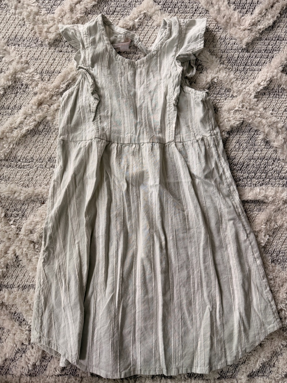 O'Neill Light Sage Striped Ruffle-Sleeve Girls Dress